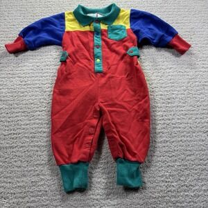 Baby Kisses 90's Color Block One Piece Romper Size 12 Months
